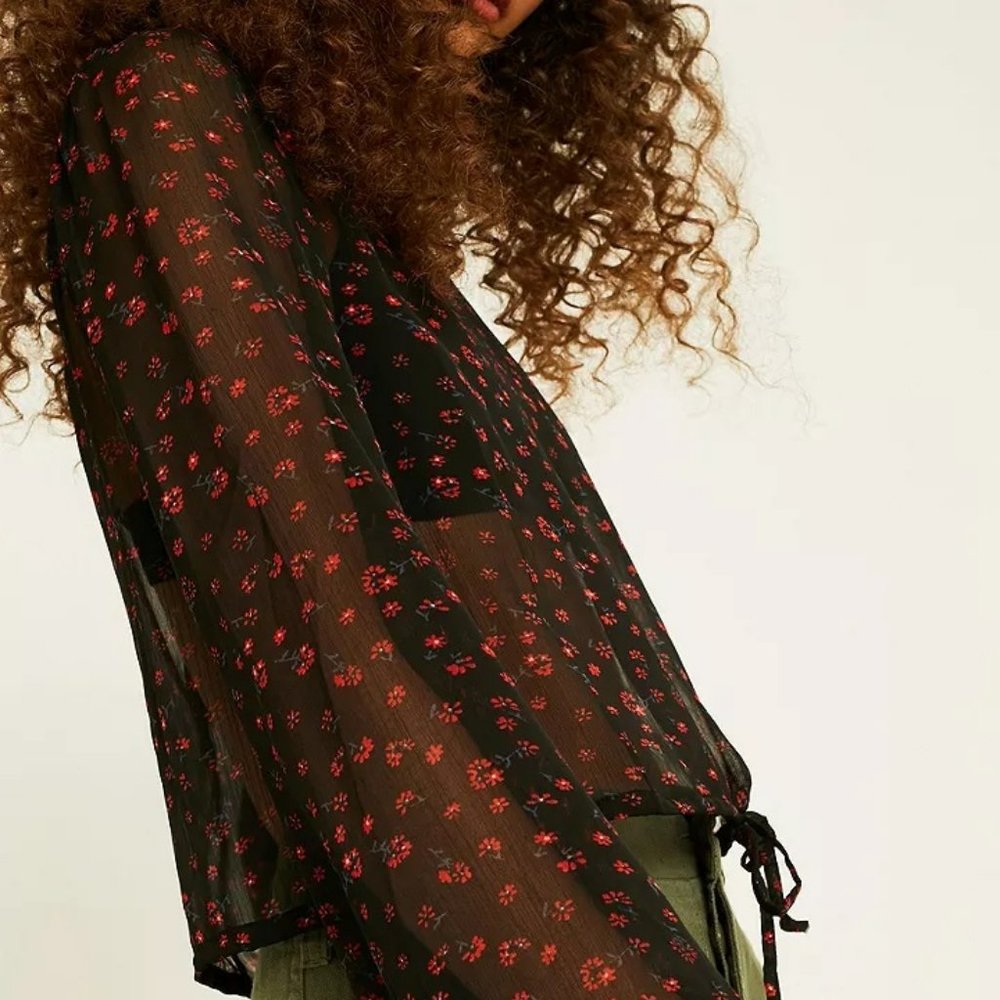 Urban Outfitters Sheer Floral Blouse - Picture 2 of 11